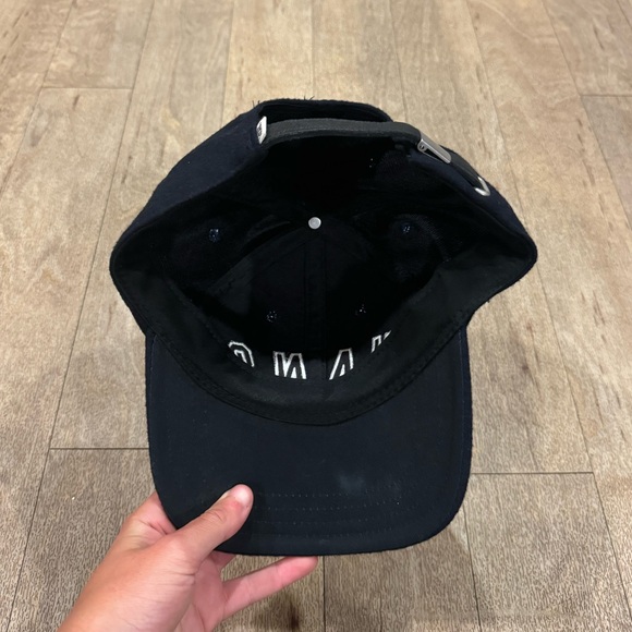 VANS Blue Hat Wool Cap Leather Strapback Red Block Lettering Baseball Cap - Picture 3 of 3